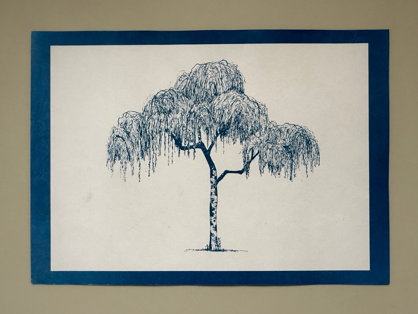 “Highcliffe Silver Birch – artist proof cyanotype test print by Warren Garland, A4, Prussian blue”