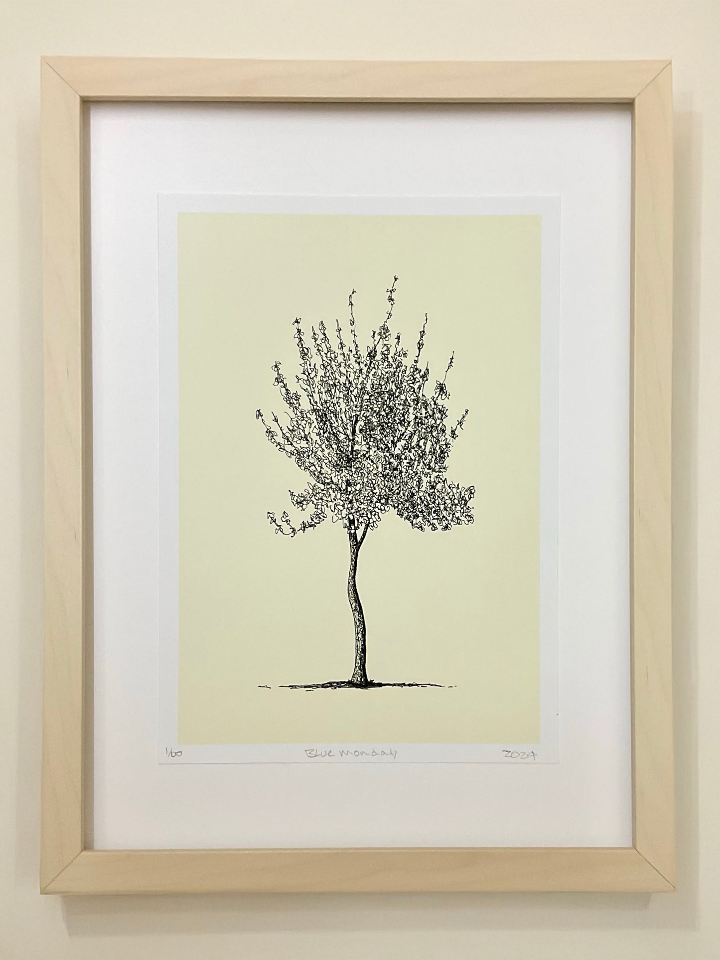 • Blue Monday – A4 limited edition giclée tree print by Warren Garland
• Winter tree drawing in ink – archival art print by UK artist
• Emotive tree illustration – Blue Monday fine art giclée print