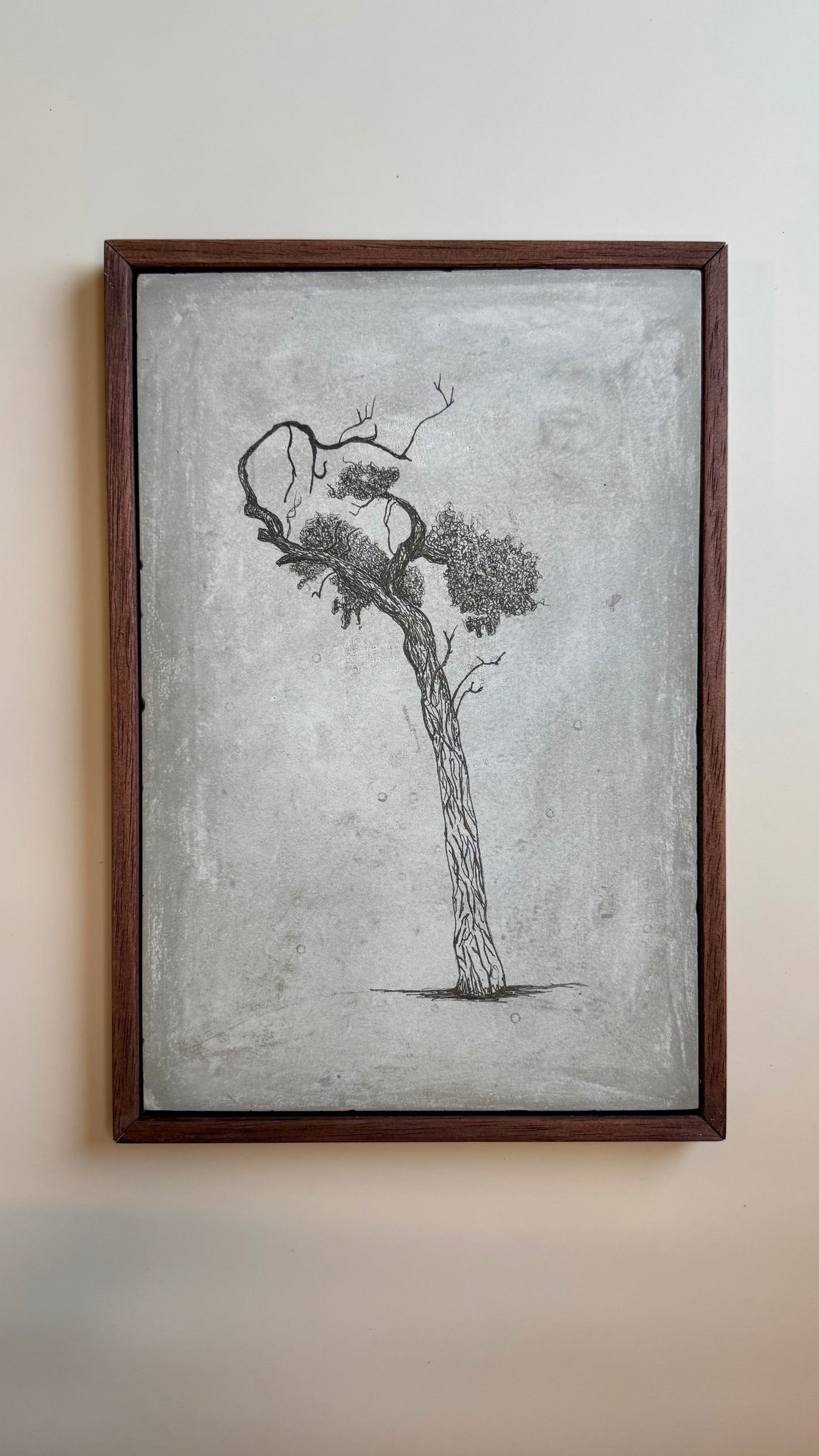 Athens Tree – Framed Cement Tile Drawing