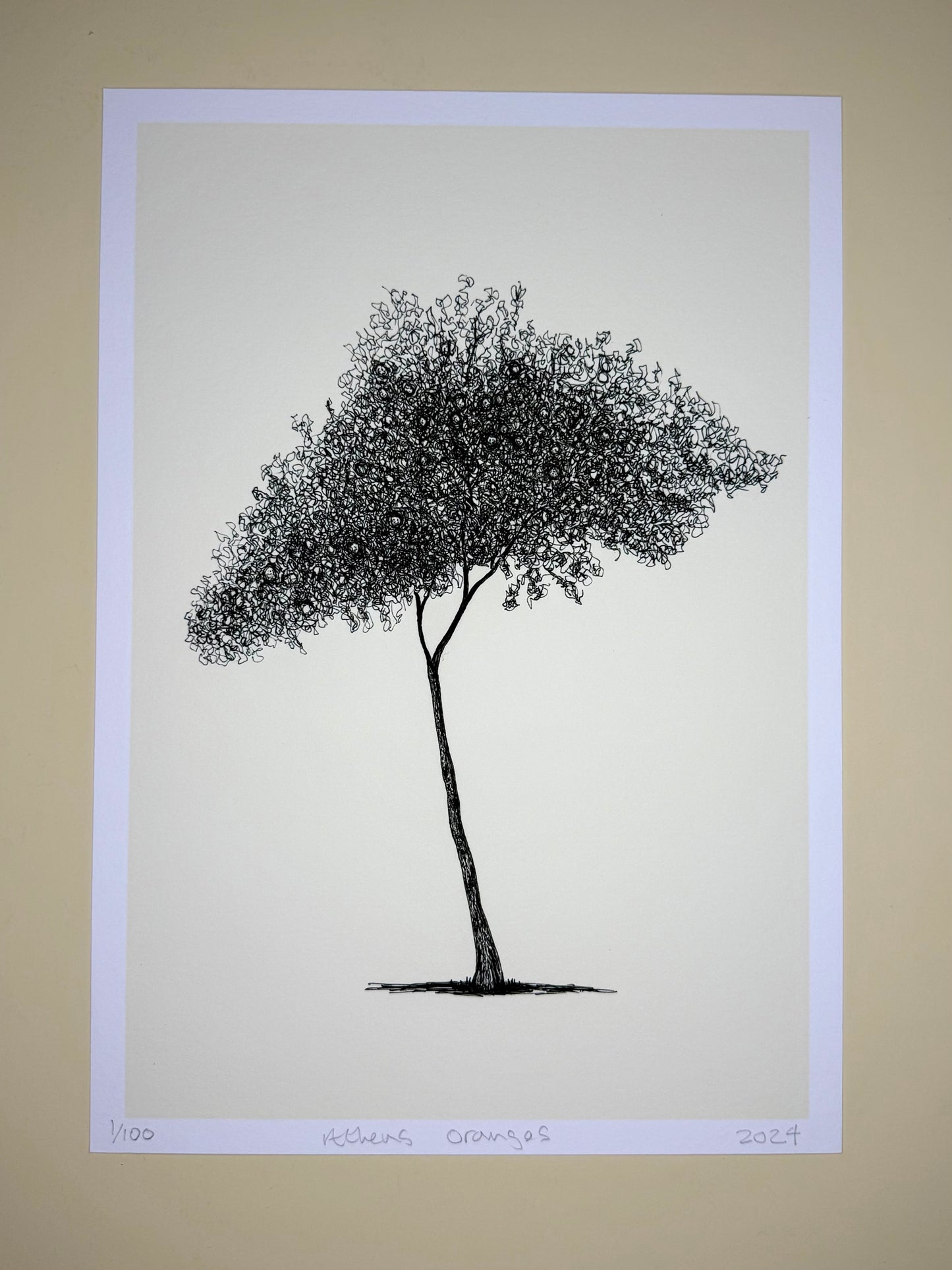 Athens Orange Tree – A4 Limited Edition Giclée Print