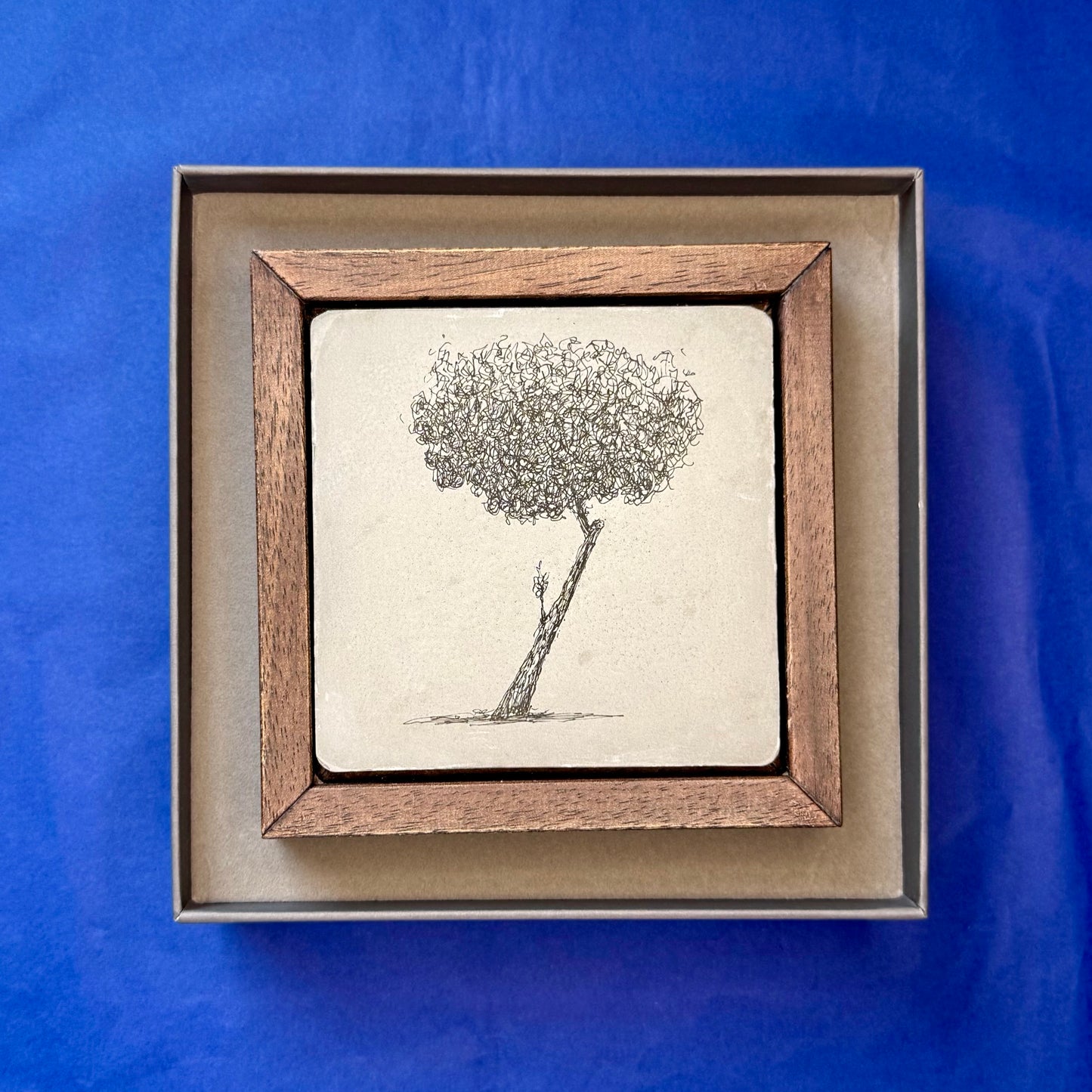 Leaning Form – Original Ink Drawing on Cement Tile