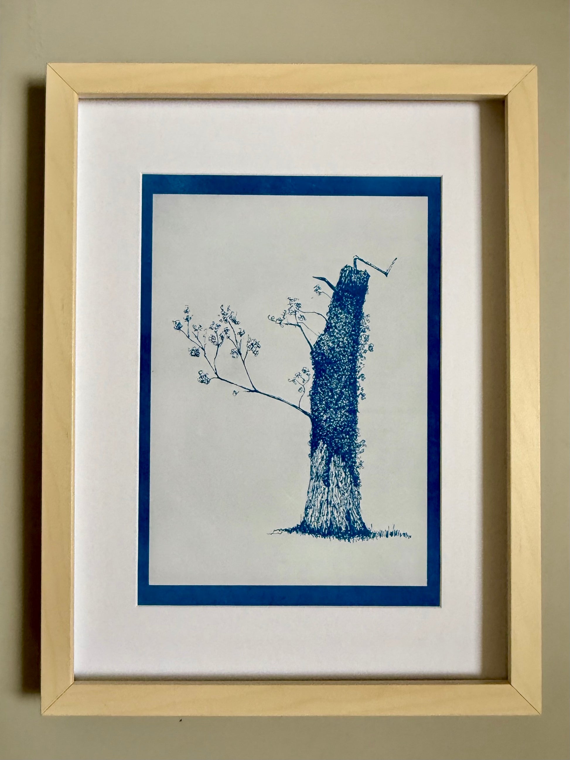 “Malvern Leaner – artist proof cyanotype test print by Warren Garland, A4, deep Prussian blue”
