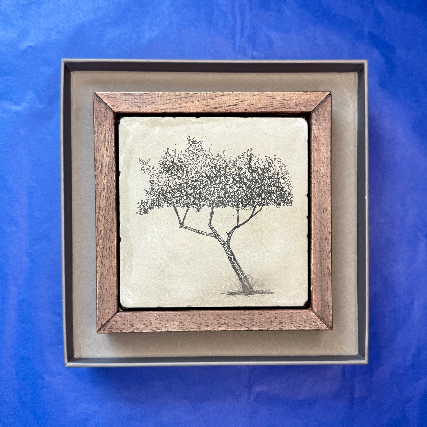 Split Form – Original Ink Drawing on Cement Tile