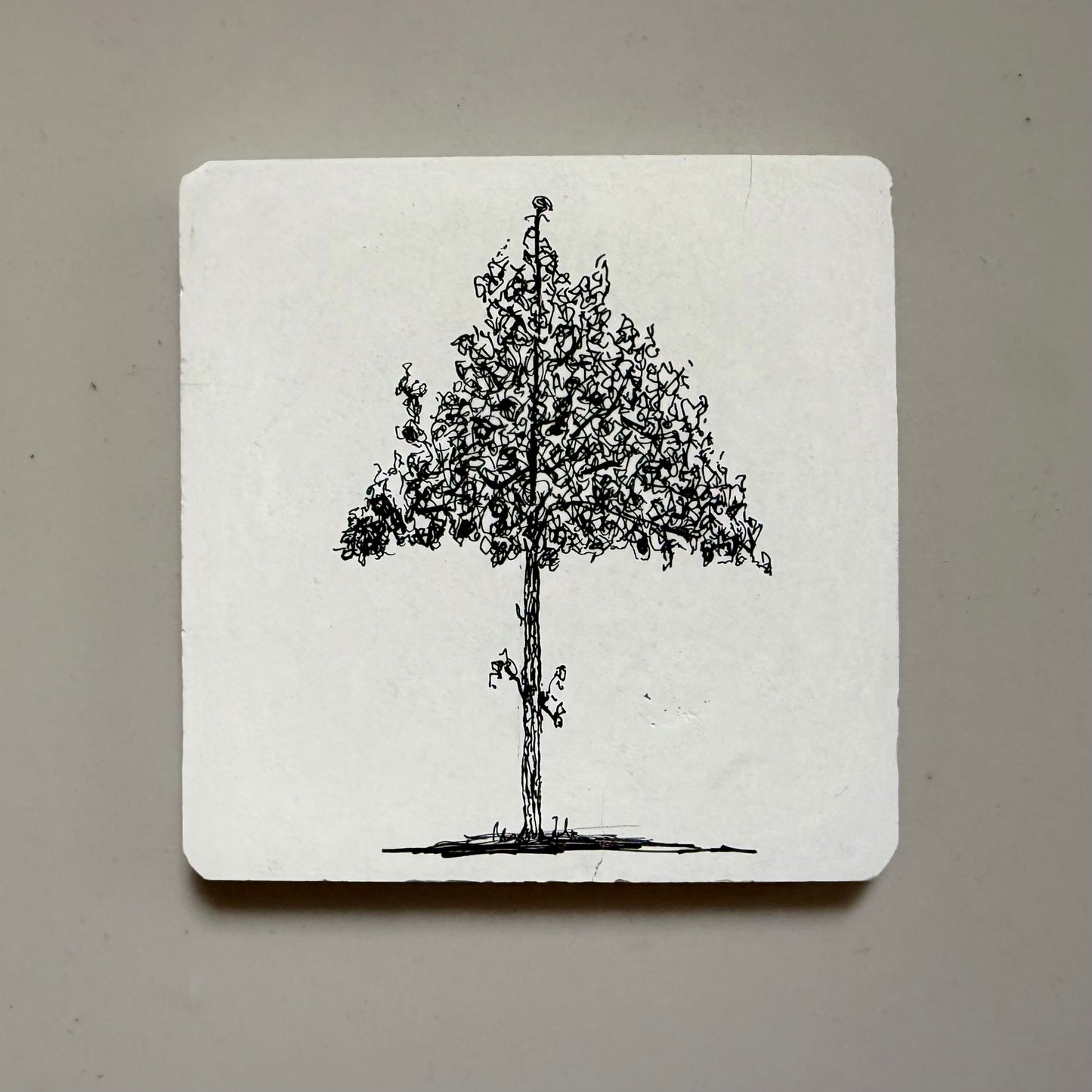 Small Framed Tree Tile – Original Cement Cast & Ink Drawing